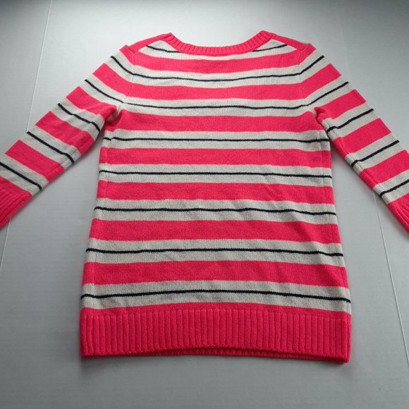 GAP Womens Pullover Sweater Size XS Pink White Black Striped Knit Scoop Neck - Picture 4 of 7